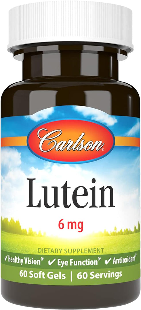 Carlson Lutein, 6 mg, Healthy Vision & Eye Function, Antioxidant, 60 Softgels
