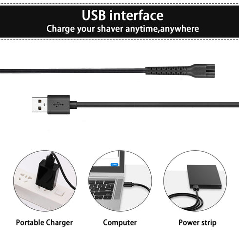 Replacement USB Charger Cord for Wahl Clipper, Charging Cable for Wahl 8164/8591/8148/8504/8171/8173/1919, Magic Senior