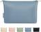 Narwey Small Makeup Bag for Purse, Vegan Leather Travel Cosmetic Pouch, Zipper Pouch for Women (Greyish Blue)