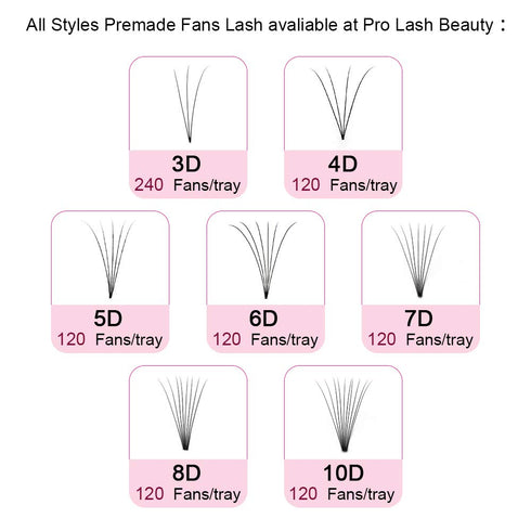 Premade Fans Eyelash Extensions, 4D 6D 8D Short Stem Volume Lash Extensions, Pre-made Lash Fans C D Curl 9-15 MIX