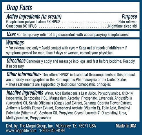 MagniLife Relaxing Leg Cream, 4oz Deep Penetrating Topical for Pain, Naturally Soothe Cramping and Discomfort with