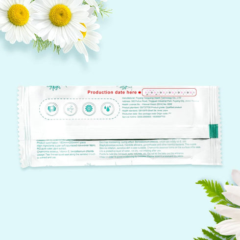 Travel Feminine Hygiene Wipes, 100 Pack, pH-Balanced, Chamomile Extract, Portable, Larger Wipes for Women