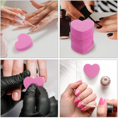 Ipetboom 100pcs Heart Shape Nail File Strips - Mini Buffer Block File for Toenails & Fingernails
