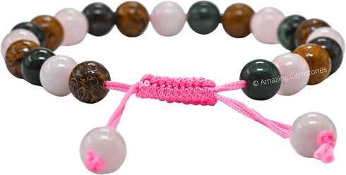 Set Amazing Gemstone Period Bracelets for Women - Bloodstone Mariyam Jasper Rose Quartz Bracelet for Healing Calming