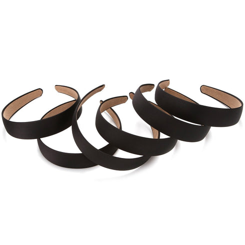 LONEEDY 6 Hard Headbands, 1 Inch Wide Non-slip Ribbon Hairband for Women, 6 Black + 1 Blue
