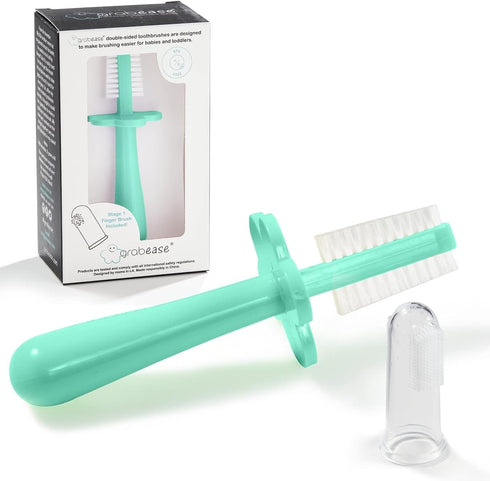 grabease Double Sided Training Toothbrush for Infants, BPA-Free & Phthalate-Free, Mint (1 Pack)
