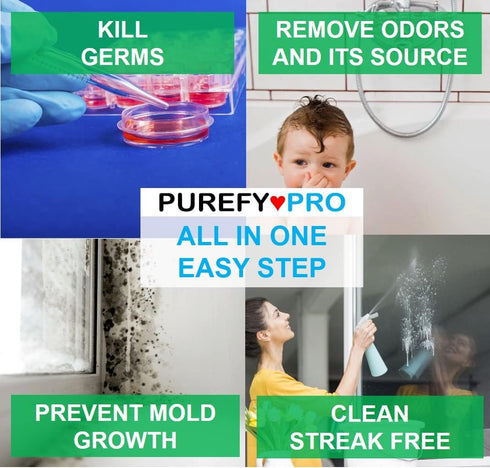 Purefypro Disinfectant Spray (4oz), Kills 99.9999% Viruses, No Rinse, No Residue, Suitable for All Surfaces