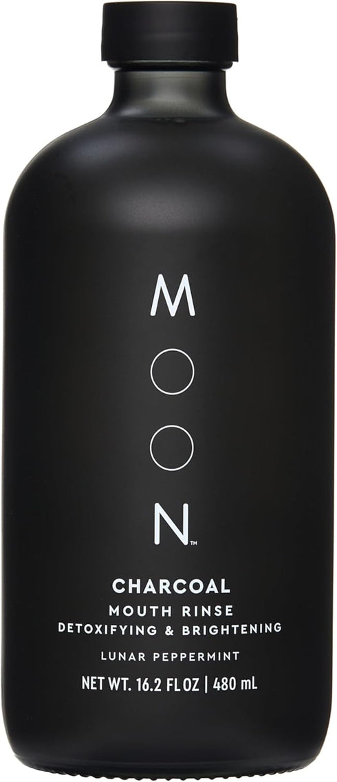 MOON Charcoal Mouth Rinse, Fluoride-Free Mouthwash for Adults, Freshens Breath, Lunar Peppermint Flavor, 16 oz