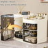 Transparently Black Cosmetics Display Case with Mirror, Large Capacity Makeup Storage Box with Drawers