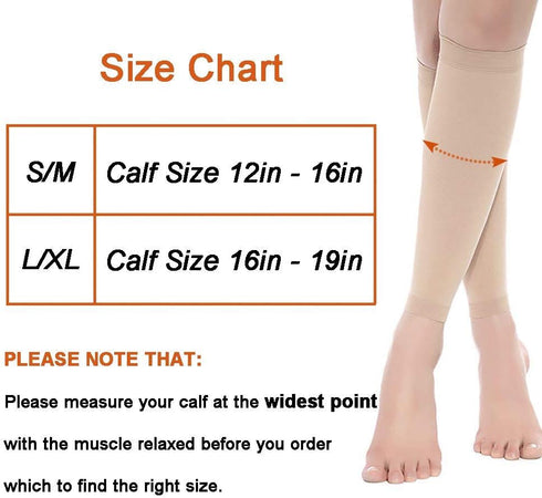 Halsy Women's Footless Compression Socks, 2 Pairs, Medical Calf Sleeve for Swelling, Varicose Veins, Edema