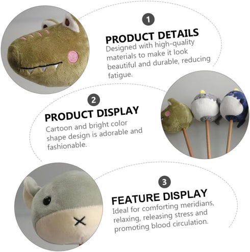 HAKIDZEL 5pcs Hammers Plush Cartoon Massage Soft Material Stress Relief Massage Sticks for Muscle Relaxation Home