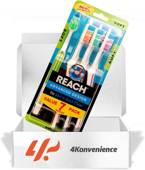 Reach Advanced Design Adult Toothbrush with Soft Bristles, 3 Pack of 7 Count Each, Total 21 Count