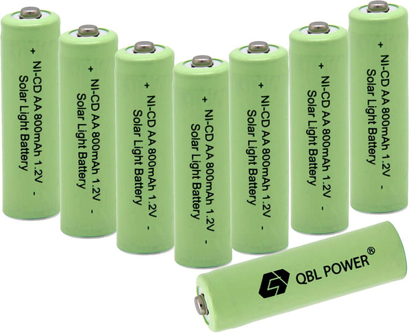 QBLPOWER Ni-CD AA 800mAh 1.2V Rechargeable Battery (8 Pieces) for Solar Outdoor Lights Lamp Garden Yard Lawn