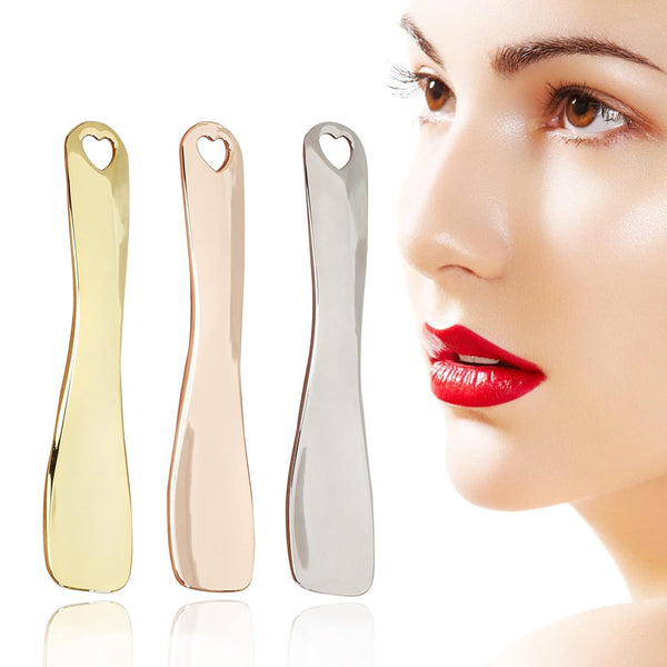 3 PCS Metal Cosmetic Spoon, Mini Skincare Spatula, Zinc Alloy Beauty Scoop (Silver Gold Rose Gold)
