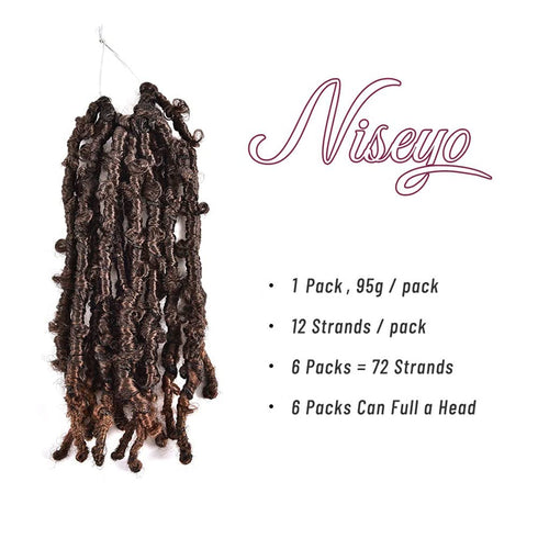 Niseyo Butterfly Locs Crochet Hair, 12 Inch, 1 Pack Pre-Looped Distressed Locs Crochet Braids (T30)