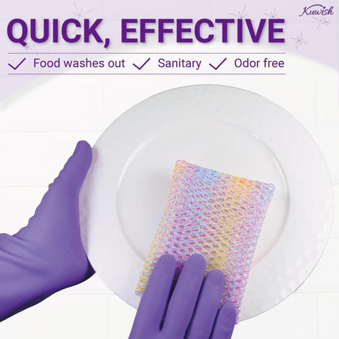 Rainbow Mesh Scrubber Set - 4 Pack Multi-Color Non-Scratch Cleansing Sponges for Kitchen, Bathroom, Home Cleaning