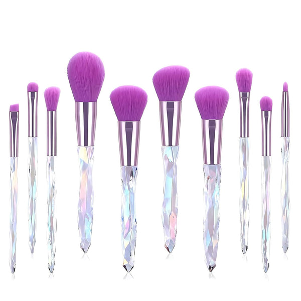 Kingtree Makeup Brush Set, 10PCS Crystal Makeup Brushes, Premium Synthetic Foundation, Blush, and Eye Shadow Kit