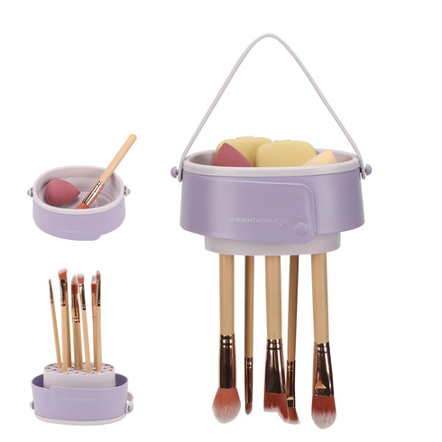 Makeup Brush Cleaner Mat, 3 in 1 Foldable Silicone Cosmetic Brush Cleaner for Cleaning and Organizer