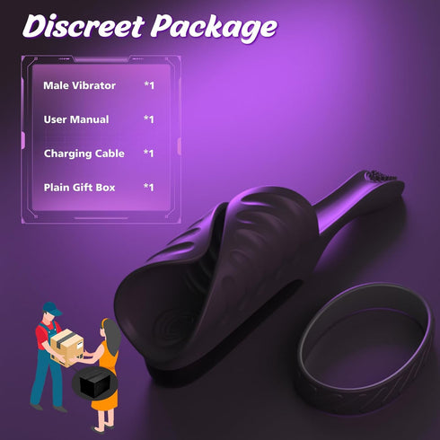 LITLLS Tapping Vibrating Male Masturbator with Bend-to-Fit Testicle Vibrator, Hands Free Penis Vibrator Stroker Trainer