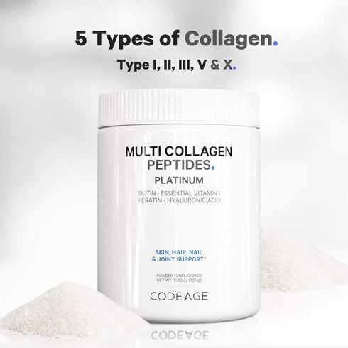 Codeage Multi Collagen for Women & Men, Biotin 10000mcg, Protein Powder with Vitamin C, D3, 11.5oz
