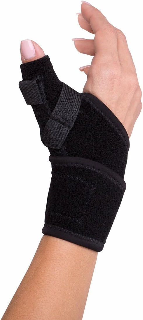 DonJoy DA161TB01-BLK Wrap Around Stabilizing Thumb Splint, Adjustable, Fits 5.5" to 9.5"