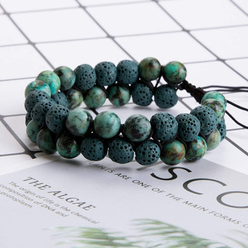 Bivei Aromatherapy Essential Oil Diffuser Bracelet - Lava Stone Bead Gemstone Anxiety Diffuser Bangle Cuff