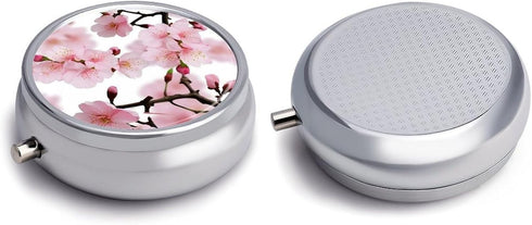 JEKYQ 3 Pillbox Pill Box Pill Case for Woman Weekly Pill Organizer with Compartments Cherry Japanese Cherry Blossom