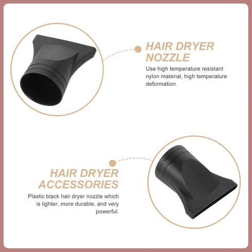 Ipetboom 2Pcs Professional Hair Dryer Nozzle Replacement, Black Plastic Salon Styling Tool
