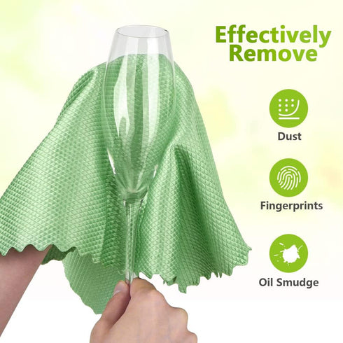 HOMEXCEL 6PK Microfiber Glass Cleaning Cloths, 16"x14", Lint Free for Glasses, Mirrors, and Screens