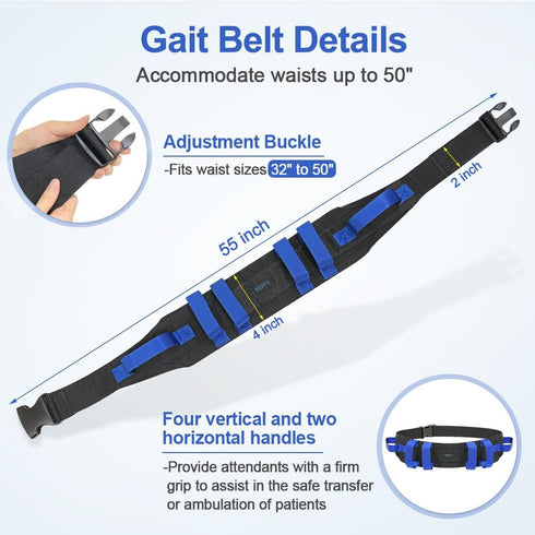 NEPPT Gait Belts Transfer Belts for Seniors Physical Therapy with Handles Safety Gait Belt for Lifting Elderly Fall Prevention Devices Medical Walking belt for Home Care, Patients Standing Assist