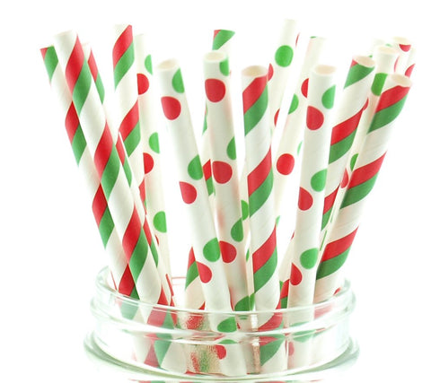 Christmas Party Suppies Set of Straws (50 Pack) - Holiday Straws, Christmas