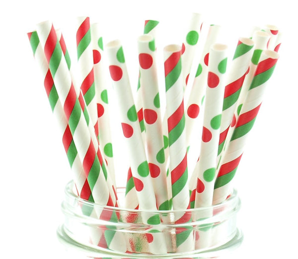 Christmas Party Suppies Set of Straws (50 Pack) - Holiday Straws, Christmas