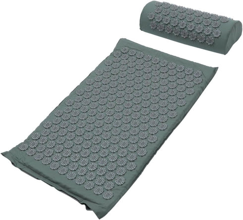 Set 2pcs Acupressure Massage Mat and Acupuncture Therapy Pillow with Non-Slip Yoga Mat Surface for Back and Neck