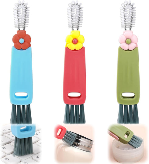 Qianyu 3 Pack 3 in 1 Cup Lid Cleaning Brush Set, Multifunctional Insulation Bottle Cleaning Tools for Home Kitchen