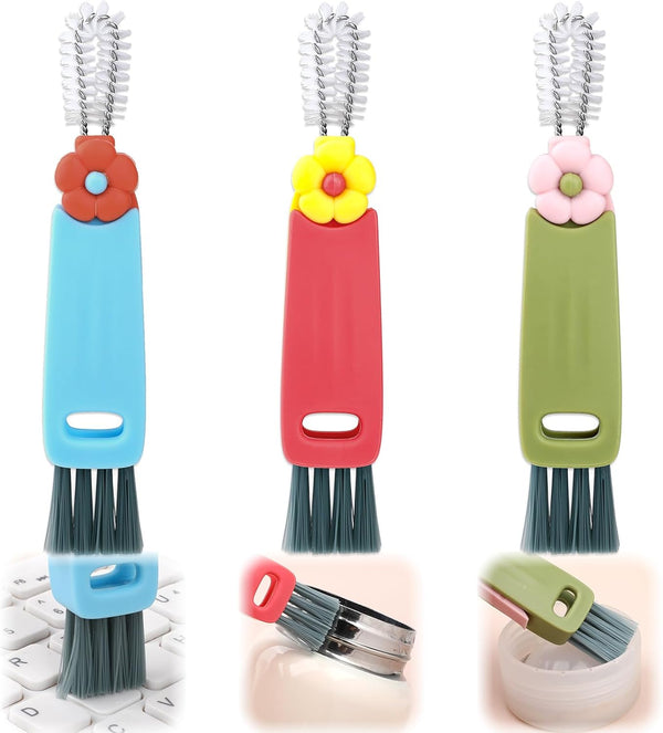 Qianyu 3 Pack 3 in 1 Cup Lid Cleaning Brush Set, Multifunctional Insulation Bottle Cleaning Tools for Home Kitchen