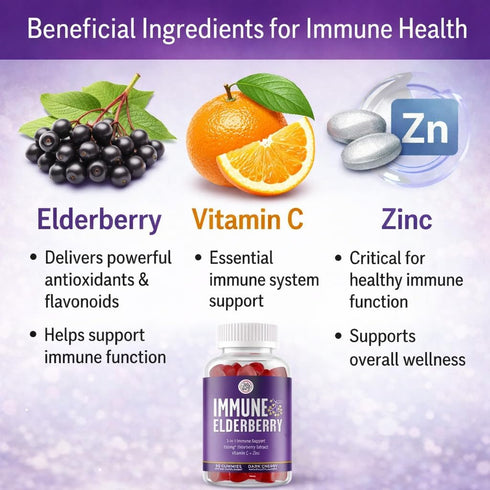 Immunity Gummies 45 Grab The Gold | Elderberry Flavor with Vitamin C & Zinc | Cold & Flu Support, Vegan, Gluten-Free |