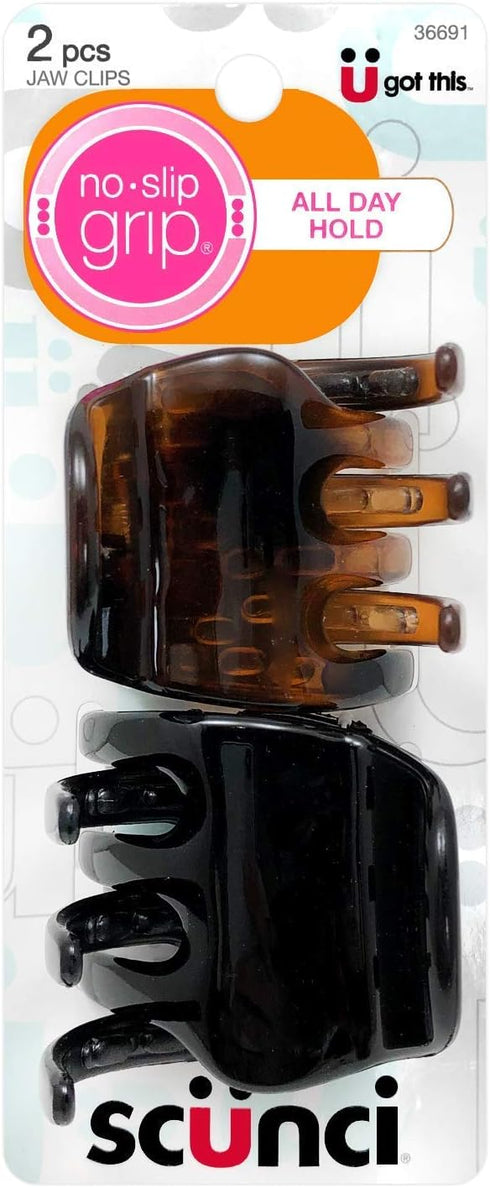Scunci No-Slip Grip Chunky Jaw Clips, All Day Hold, 2-Piece Pack