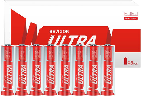Lithium AA Batteries, 8 Pack, 3500mAh 1.5V, Longer Lasting for Flashlight, Toys, Remote Control