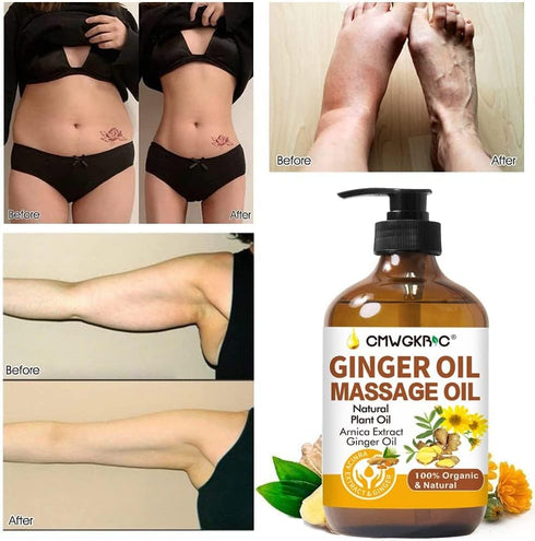 Ginger Oil, Natural Body Oil for Skin, Massage Oil for Lymphatic Drainage, Warming and Relaxing for Gifts