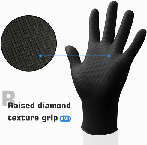 8mil Nitrile Gloves, Disposable Latex Free, X-Large Size, Pack of 50, Powder Free Heavy Duty