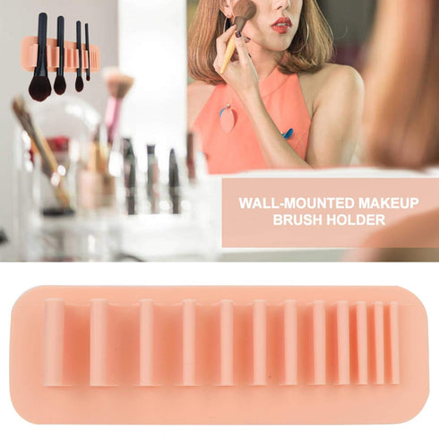 ZJchao Brush Drying Rack, Soft Silicone Wall Mounted Makeup Brush Toothbrush Holder Stand Organizer Rack Cosmetics Brushes Storage Cosmetic Brush Drying Rack Makeup Brush Rack for Home(Bare Pink)