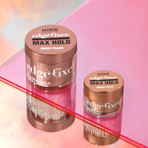 KISS COLORS & CARE Maximum Hold Edge Fixer - Non-Greasy Gel Formula with Biotin B7, 24 Hour Hold, Sweet Peach Scent