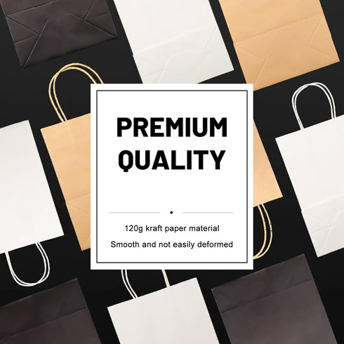 Gift Bags 8.25"X5.9 "X3.15" 100pcs Brown Paper Bags with Handles, Kraft Paper Bags for Small Business, Wedding Party