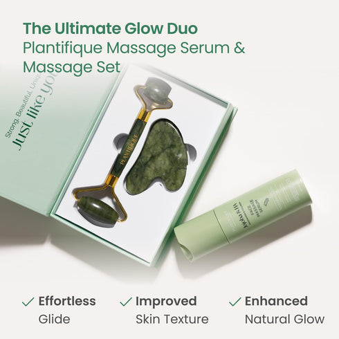 PLANTIFIQUE Jade Roller & Gua Sha Set, Real Jade Facial Tools for Skin Care Routine