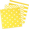 Disposable Yellow Paper Luncheon Party Napkins, Striped Chevron Polka Dot, 60 Count, 13"x13"