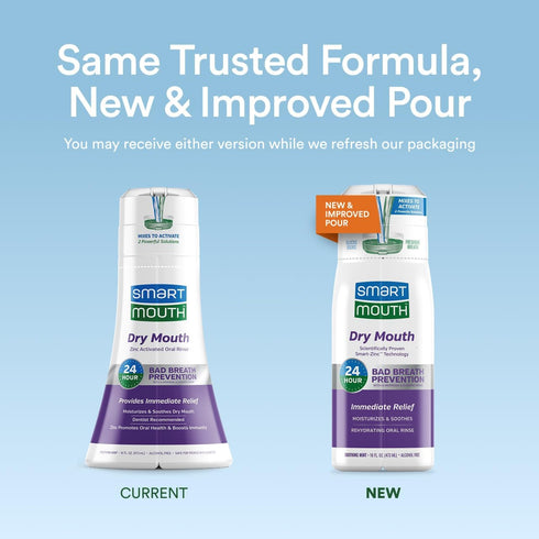 Immediate 16 oz SmartMouth Dry Mouth Zinc Activated Mouthwash - Dry Mouth Rinse for Relief & Instant Fresh Breath