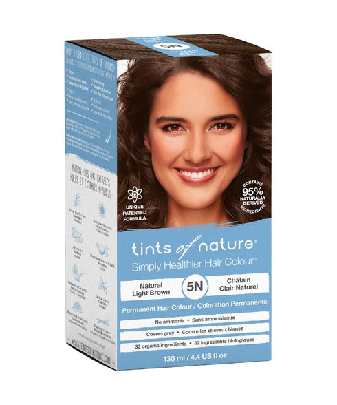 Tints of Nature 5N Natural Light Brown Permanent Hair Dye, 4.4 fl oz, Ammonia-Free, Nourishes Hair & Covers Greys