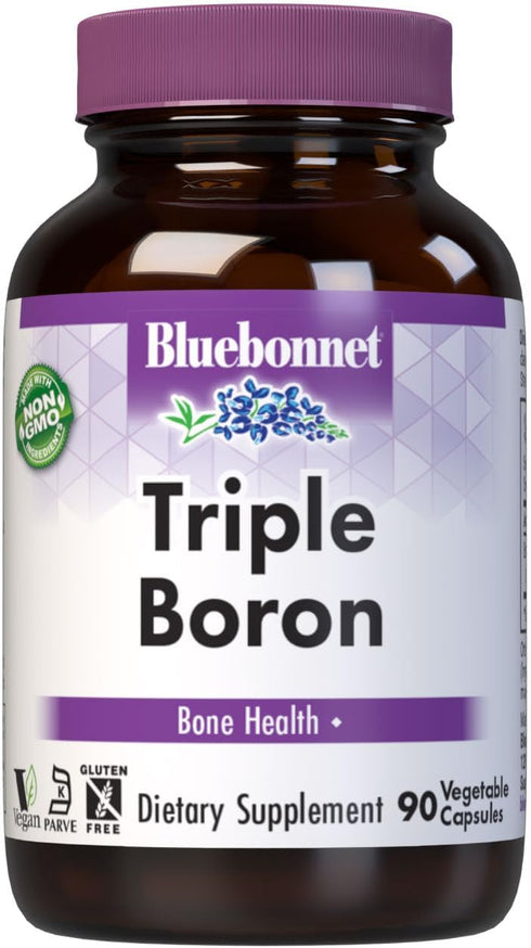 Bluebonnet Triple Boron 3 mg Trace Mineral Bone Support Supplement, 90 Vegetarian Capsules