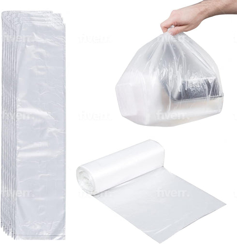 C&S Event Supply Co. Clear 7-10 Gallon Trash Bags - Un-Scented Disposable Garbage Bags for Kitchen, Bathroom, Office