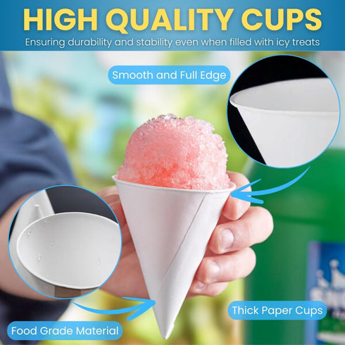 Smygoods Disposable White Paper Cone Cups, Pack of 100-4.5 oz, Eco-Friendly for Events